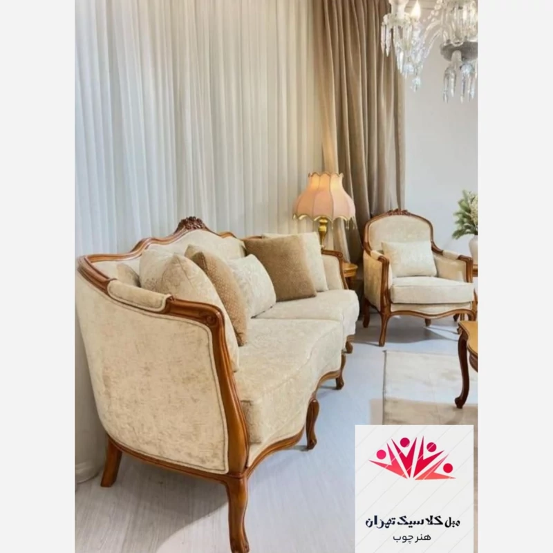 مبل کلاسیک کویین فرانسوی سه گل مناسب جهیزیه کد 433